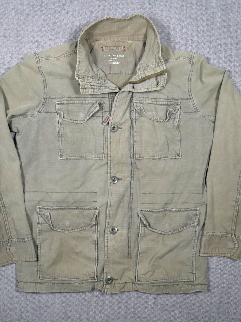 American Eagle Mens M Military Field Jacket Olive Green Cargo Utility